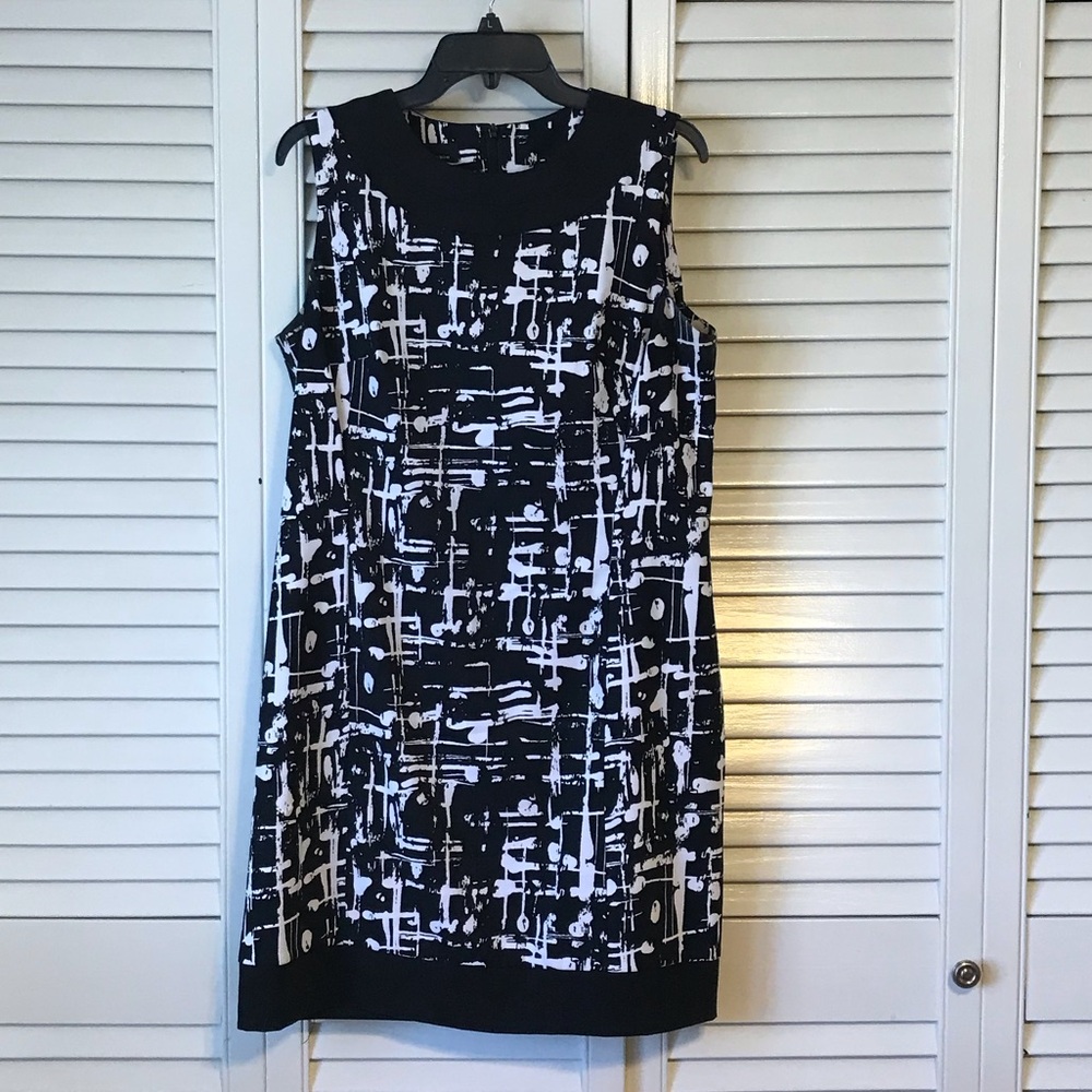 AB Studio Black and White Abstract Mini Dress
